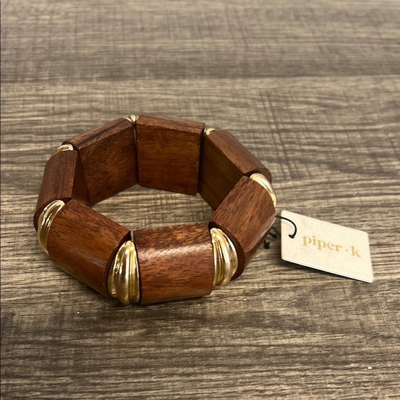 Piper K | Wooden Bracelet w/ Gold Accents ✨ - Picture 1 of 9